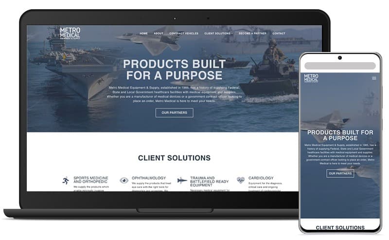 Metro Medical Website Portfolio Mockup 2021-800 Metro Medical Website Design and Marketing for Government Contractors