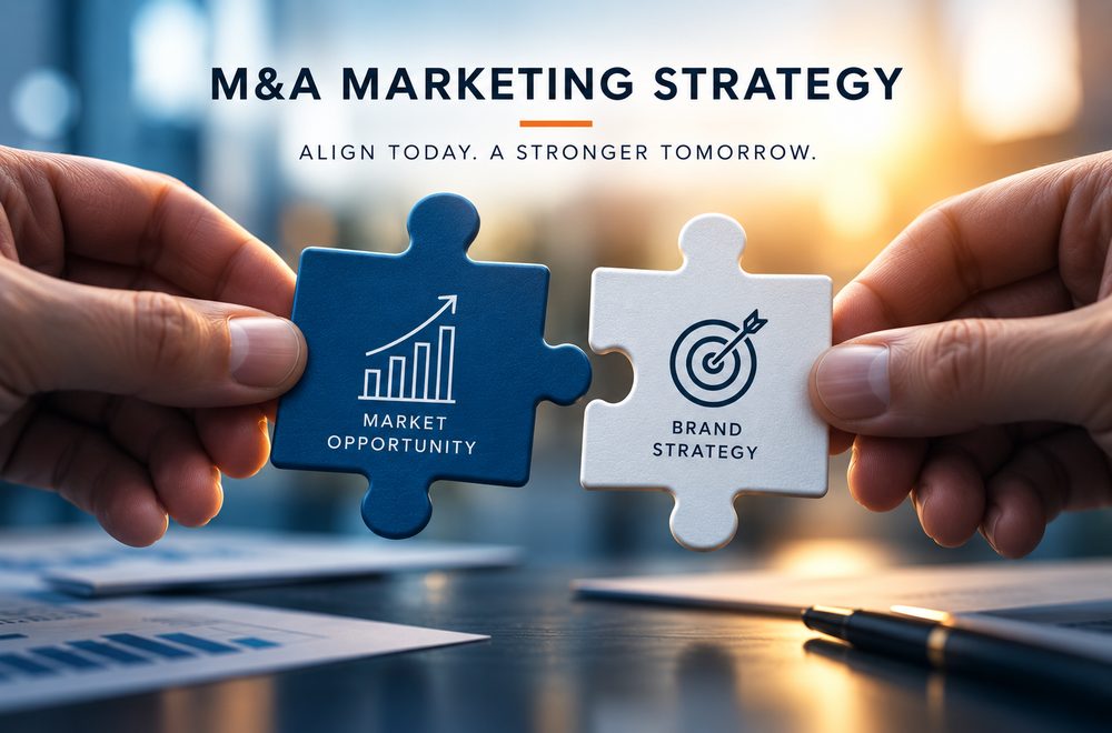 M&A marketing strategy-image of two puzzle pieces bringing two companies together in acquisition_1000px
